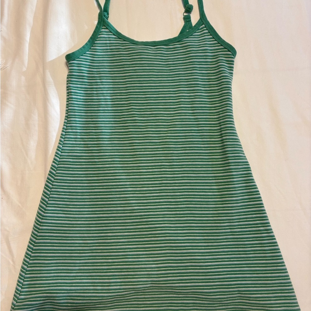 American Eagle Outfitters Green Striped Mini Dress